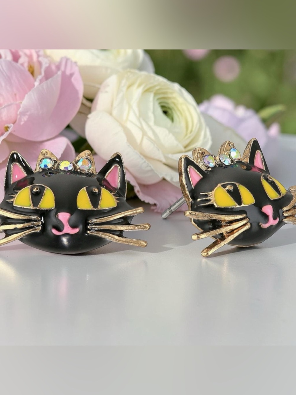 Betsey Johnson Cat stud earrings NEW